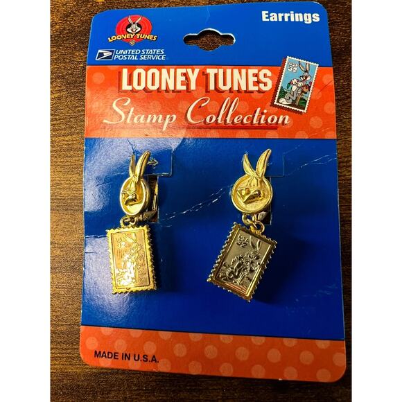 Looney Tunes Jewelry - 1997 Bugs Bunny Stamp Collection Earrings USPS N4-3. Looney Tunes. Gold. New.